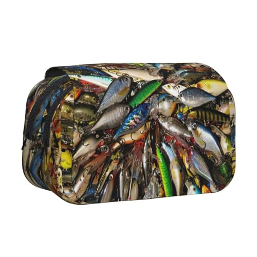 MDATT Federmäppchen mit Fischköderdruck, für Erwachsene, langlebige Stift-Tragetasche, Schwarz , Einheitsgröße, Taschen-Organizer von MDATT