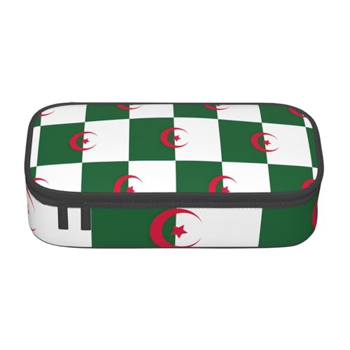 MDATT Federmäppchen mit Flagge von Algerien, mehrere Fächer, niedliches tragbares Stifteetui, Stifteetui für Schule, Büro, Schwarz , Einheitsgröße, Taschen-Organizer von MDATT