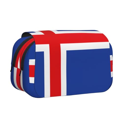 MDATT Federmäppchen mit Flagge von Island, für Erwachsene, langlebige Stifte-Tragetasche, Schwarz , Einheitsgröße, Taschen-Organizer von MDATT