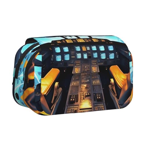 MDATT Federmäppchen mit Flugzeug-Cockpit-Druck, für Erwachsene, langlebige Stift-Tragetasche, Schwarz , Einheitsgröße, Taschen-Organizer von MDATT