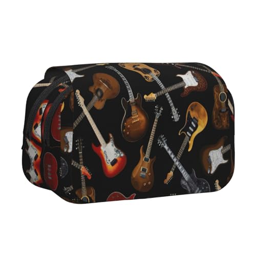 MDATT Federmäppchen mit Gitarren-Druck für Erwachsene, langlebige Stift-Tragetasche, Schwarz , Einheitsgröße, Taschen-Organizer von MDATT