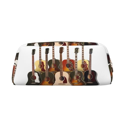 MDATT Federmäppchen mit Gitarrendruck, niedliches Leder-Federmäppchen für Studenten, Reißverschlusstasche für Stifte, Bleistifte, Marker, gold, Einheitsgröße, Kosmetiktasche von MDATT