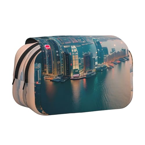 MDATT Federmäppchen mit Hongkong-Druck, für Erwachsene, langlebige Stift-Tragetasche, Schwarz , Einheitsgröße, Taschen-Organizer von MDATT