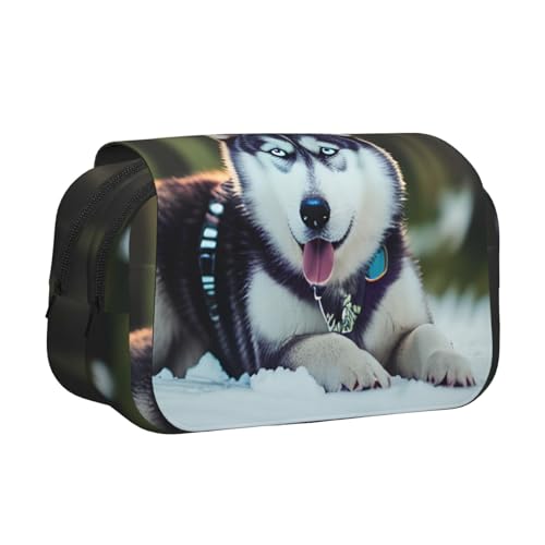 MDATT Federmäppchen mit Husky-Motiv, für Erwachsene, langlebige Stift-Tragetasche, Schwarz , Einheitsgröße, Taschen-Organizer von MDATT