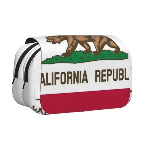 MDATT Federmäppchen mit Kalifornien-Flagge, für Erwachsene, langlebige Stift-Tragetasche, Schwarz , Einheitsgröße, Taschen-Organizer von MDATT