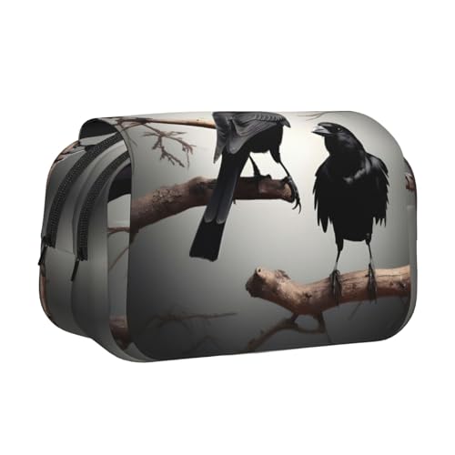 MDATT Federmäppchen mit Krähenvögeln auf einem Ast, für Erwachsene, robuste Stifte-Tragetasche, Schwarz, Schwarz , Einheitsgröße, Taschen-Organizer von MDATT
