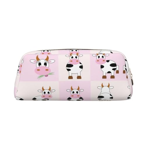 MDATT Federmäppchen mit Kuhmilchdruck, niedliches Leder-Federmäppchen für Studenten, Reißverschlusstasche für Stifte, Bleistifte, Marker, gold, Einheitsgröße, Kosmetiktasche von MDATT