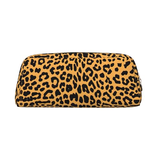 MDATT Federmäppchen mit Leopardenmuster, niedliches Leder-Federmäppchen für Studenten, Reißverschlusstasche für Stifte, Bleistifte, Marker, gold, Einheitsgröße, Kosmetiktasche von MDATT
