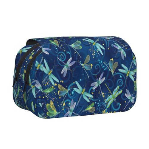 MDATT Federmäppchen mit Libellen-Druck, für Erwachsene, langlebige Stift-Tragetasche, Schwarz , Einheitsgröße, Taschen-Organizer von MDATT