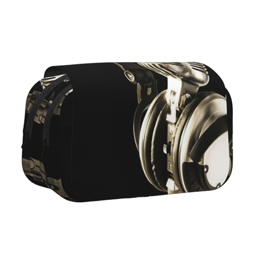 MDATT Federmäppchen mit Mikrofon- und Headset-Druck für Erwachsene, langlebige Stift-Tragetasche, Schwarz , Einheitsgröße, Taschen-Organizer von MDATT