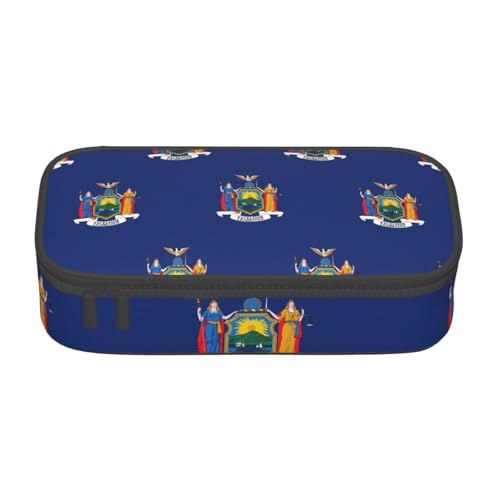 MDATT Federmäppchen mit New York-Flagge, mehrere Fächer, niedliches tragbares Stifteetui, Stifteetui für Schule, Büro, Schwarz , Einheitsgröße, Taschen-Organizer von MDATT