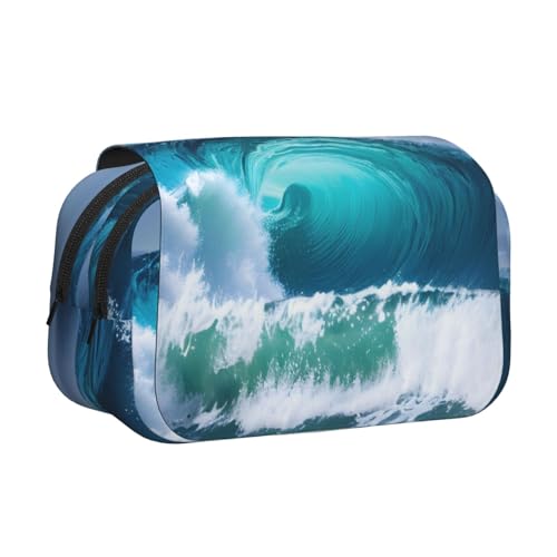 MDATT Federmäppchen mit Ozeanwellen-Druck für Erwachsene, langlebige Stift-Tragetasche, Schwarz , Einheitsgröße, Taschen-Organizer von MDATT