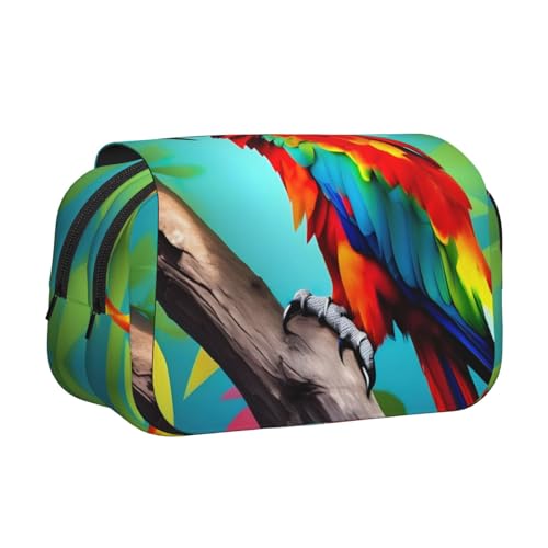 MDATT Federmäppchen mit Papageien auf Baum, für Erwachsene, langlebige Stift-Tragetasche, Schwarz , Einheitsgröße, Taschen-Organizer von MDATT