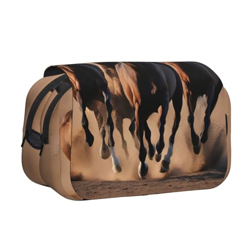 MDATT Federmäppchen mit Pferde-Motiv, für Erwachsene, langlebige Stift-Tragetasche, Schwarz , Einheitsgröße, Taschen-Organizer von MDATT