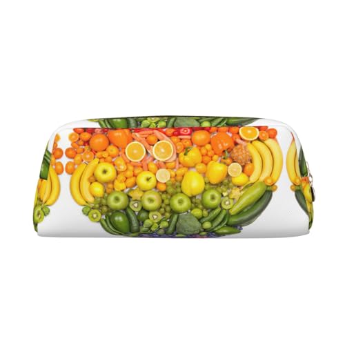 MDATT Federmäppchen mit Regenbogen-Motiv und Gemüse und Obst, niedliches Federmäppchen aus Leder für Studenten, Reißverschlusstasche für Stifte, Bleistifte, Marker, gold, Einheitsgröße, Kosmetiktasche von MDATT