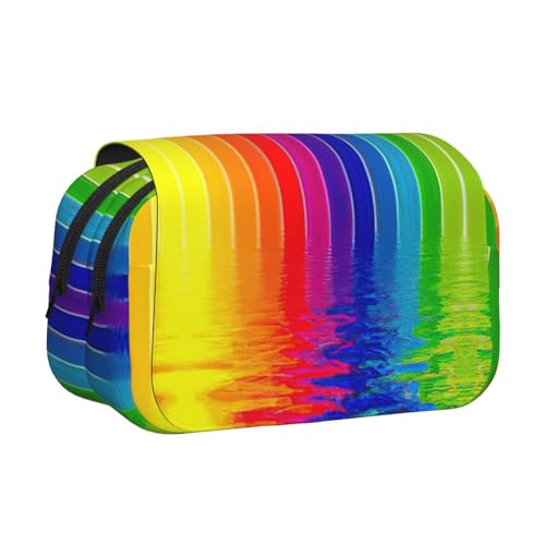MDATT Federmäppchen mit Regenbogenstreifen-Druck für Erwachsene, langlebige Stift-Tragetasche, Schwarz , Einheitsgröße, Taschen-Organizer von MDATT