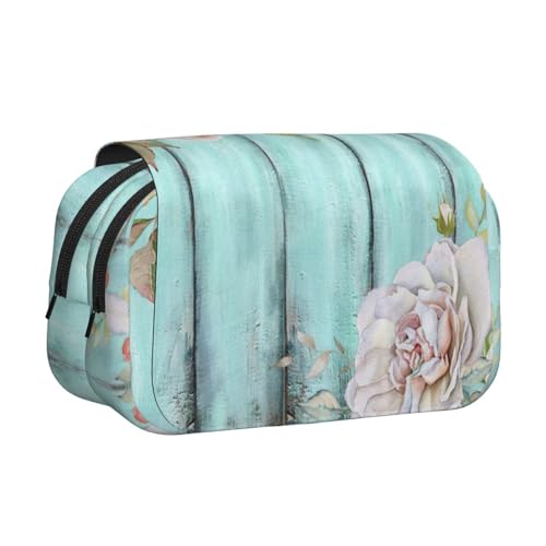 MDATT Federmäppchen mit Scheunentür, Blumendruck, für Erwachsene, langlebige Stifte-Tragetasche, Blaugrün, Schwarz , Einheitsgröße, Taschen-Organizer von MDATT