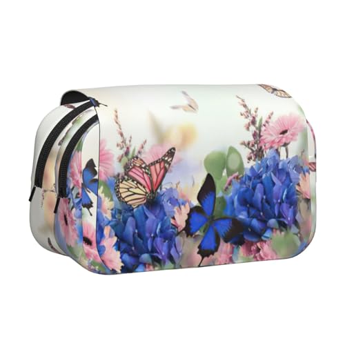 MDATT Federmäppchen mit Schmetterlings-Gänseblümchen-Druck für Erwachsene, langlebige Stift-Tragetasche, Schwarz , Einheitsgröße, Taschen-Organizer von MDATT