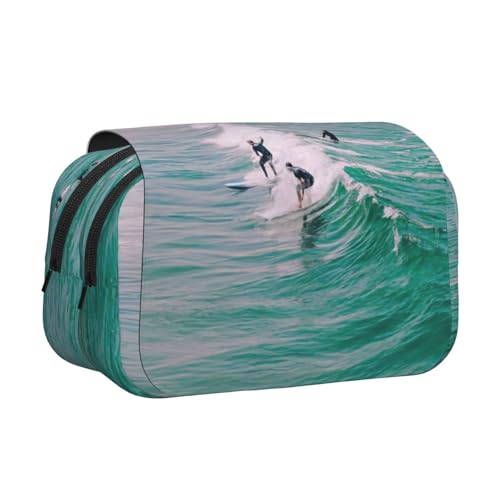 MDATT Federmäppchen mit Strand-Surf-Druck, für Erwachsene, langlebige Stift-Tragetasche, Schwarz , Einheitsgröße, Taschen-Organizer von MDATT