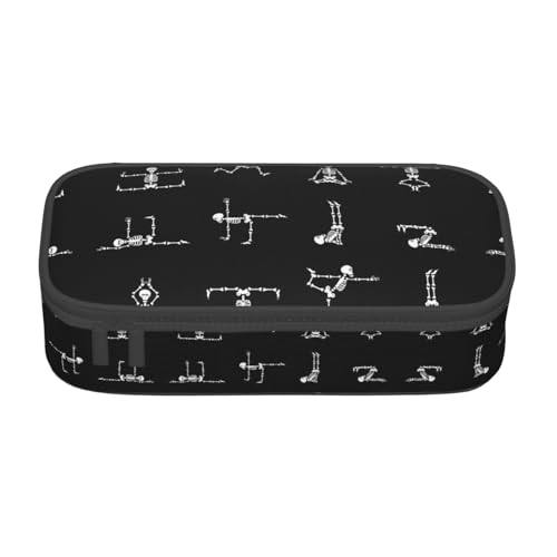 MDATT Federmäppchen mit Totenkopf-Motiv, Federmäppchen für Schule, Büro, mit mehreren Fächern, niedliches tragbares Federmäppchen, Schwarz , Einheitsgröße, Taschen-Organizer von MDATT