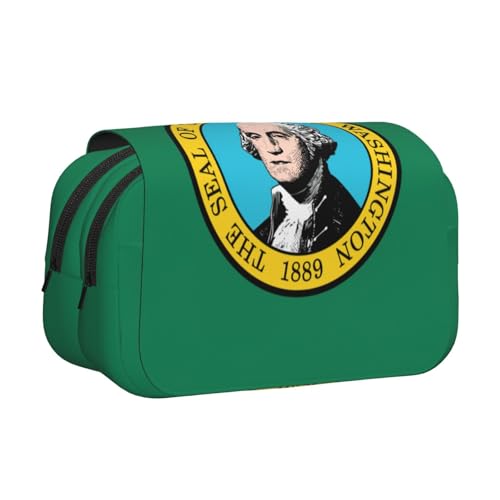 MDATT Federmäppchen mit Washington-Flagge für Erwachsene, langlebige Stift-Tragetasche, Schwarz , Einheitsgröße, Taschen-Organizer von MDATT