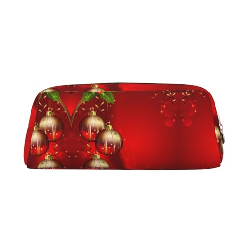 MDATT Federmäppchen mit Weihnachtsmotiv und roter Laterne, niedliches Federmäppchen aus Leder für Studenten, Reißverschlusstasche für Stifte, Bleistifte, Marker, gold, Einheitsgröße, Kosmetiktasche von MDATT