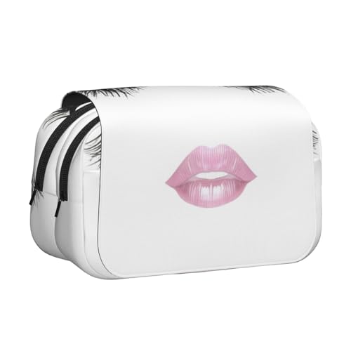 MDATT Federmäppchen mit Wimpernlippen-Motiv, für Erwachsene, langlebige Stift-Tragetasche, Weiß, Schwarz , Einheitsgröße, Taschen-Organizer von MDATT