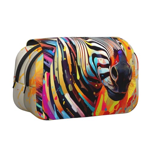 MDATT Federmäppchen mit abstraktem Tier-Zebradruck, für Erwachsene, langlebige Stift-Tragetasche, Schwarz , Einheitsgröße, Taschen-Organizer von MDATT