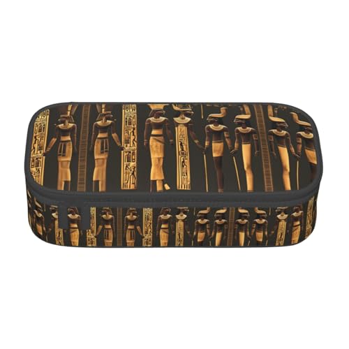 MDATT Federmäppchen mit antiken ägyptischen Hieroglyphen, Federmäppchen mit mehreren Schlitzen, niedliches tragbares Stifteetui, Stifteetui für Schule, Büro, Schwarz , Einheitsgröße, Taschen-Organizer von MDATT