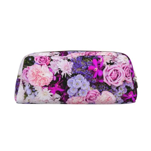 MDATT Federmäppchen mit buntem Blumendruck, niedliches Leder-Federmäppchen für Studenten, Reißverschlusstasche für Stifte, Bleistifte, Marker, gold, Einheitsgröße, Kosmetiktasche von MDATT