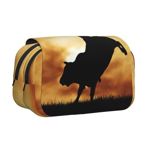 MDATT Federmäppchen mit coolem Bullreitdruck, für Erwachsene, langlebige Stifte-Tragetasche, Schwarz , Einheitsgröße, Taschen-Organizer von MDATT