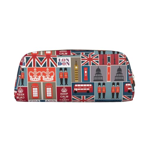 MDATT Federmäppchen mit englischen Symbolen, niedliches Leder-Federmäppchen für Studenten, Reißverschlusstasche für Stifte, Bleistifte, Marker, gold, Einheitsgröße, Kosmetiktasche von MDATT