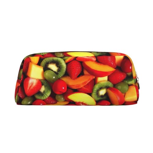 MDATT Federmäppchen mit frischem Obst und Gemüse, niedliches Federmäppchen aus Leder für Studenten, Reißverschlusstasche für Stifte, Bleistifte, Marker, gold, Einheitsgröße, Kosmetiktasche von MDATT