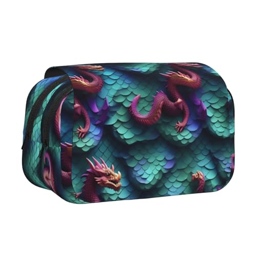 MDATT Federmäppchen mit magischem Drachen-Motiv, 3D-Druck, für Erwachsene, langlebige Stift-Tragetasche, Schwarz , Einheitsgröße, Taschen-Organizer von MDATT