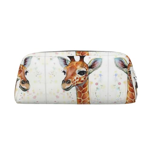 MDATT Federmäppchen mit niedlichem Giraffen-Druck, Leder, Federmäppchen für Studenten, Reißverschlusstasche für Stifte, Bleistifte, Marker, silber, Einheitsgröße, Kosmetiktasche von MDATT