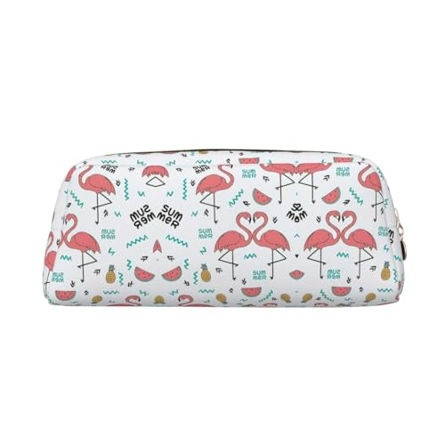 MDATT Federmäppchen mit pinkem Flamingo-Druck, niedliches Stifteetui aus Leder für Studenten, Reißverschlusstasche für Stifte, Bleistifte, Marker, gold, Einheitsgröße, Kosmetiktasche von MDATT