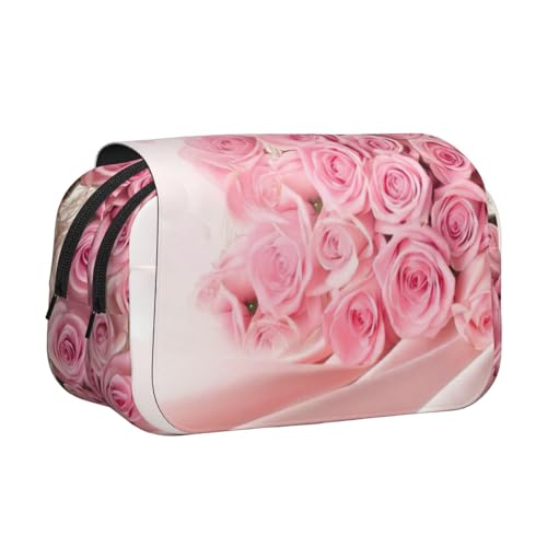MDATT Federmäppchen mit rosa Rose 3-Druck, für Erwachsene, langlebige Stift-Tragetasche, Schwarz , Einheitsgröße, Taschen-Organizer von MDATT