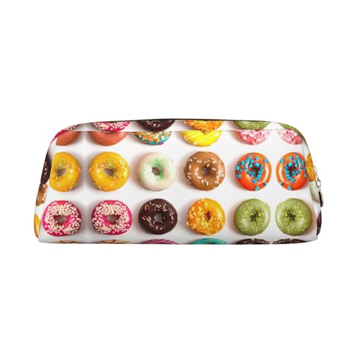 MDATT Federmäppchen mit verschiedenen Geschmacksrichtungen von Donuts, niedliches Federmäppchen aus Leder für Studenten, Reißverschlusstasche für Stifte, Bleistifte, Marker, gold, Einheitsgröße von MDATT