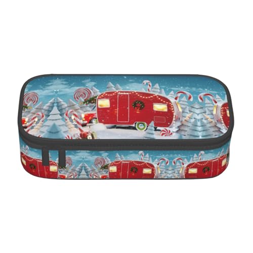 MDATT Federmäppchen mit weihnachtlichem Camper, mit mehreren Schlitzen, niedliches tragbares Stifteetui, Stifteetui für Schule, Büro, Schwarz , Einheitsgröße, Taschen-Organizer von MDATT