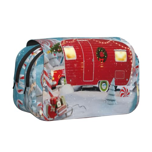 MDATT Federmäppchen mit weihnachtlichem Camper-Druck, für Erwachsene, langlebige Stifte-Tragetasche, Schwarz , Einheitsgröße, Taschen-Organizer von MDATT