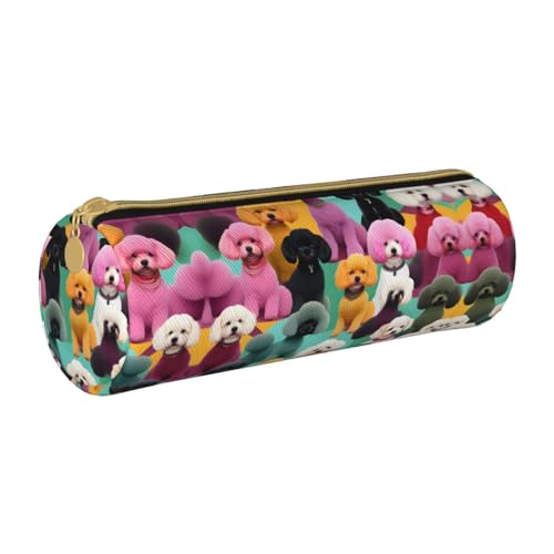 MDATT Federmäppchen und Federmäppchen, Motiv: Pudel, Hunde, Mehrzweck-Schreibwaren-Tasche für Schüler und Studenten, weiß, Einheitsgröße, Taschen-Organizer von MDATT