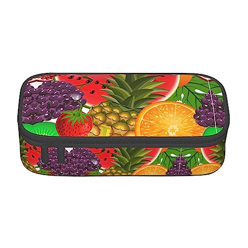 MDATT Frische Früchte Ananas Bunte Bleistift Stift Fall Tasche mit Reißverschluss Beutel Organizer für Büro Reise Halter Box, Schwarz , Einheitsgröße, Koffer von MDATT