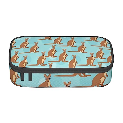 MDATT Funny for Kangaroo Zoo Colorful Pencil Pen Case Bag with Zipper Pouch Organizer for Office Travel Holder Box, Schwarz , Einheitsgröße, Koffer von MDATT