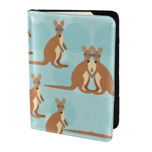 MDATT Funny for Kangaroo Zoo Printing Rindsleder Travel Passport Wallet for Women Men Document Organizer Passports Holder for Travel, Schwarz , Einheitsgröße von MDATT