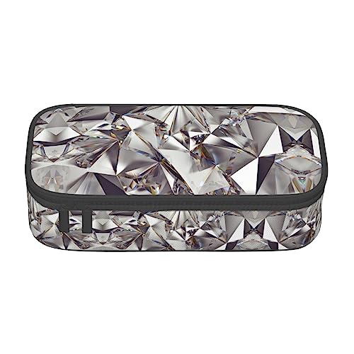 MDATT Glitzerndes abstraktes Diamant-Kristallmuster buntes Federmäppchen mit Reißverschluss-Tasche Organizer für Büro Reise Halter Box, Schwarz , Einheitsgröße, Koffer von MDATT