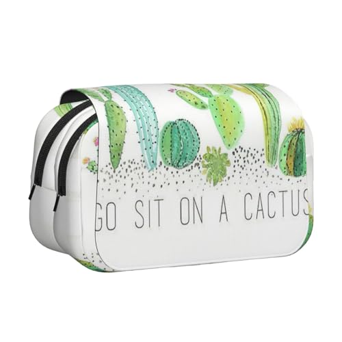 MDATT Go Sit On A Kaktus-Druck-Federmäppchen für Erwachsene, langlebige Stift-Tragetasche, Schwarz , Einheitsgröße, Taschen-Organizer von MDATT