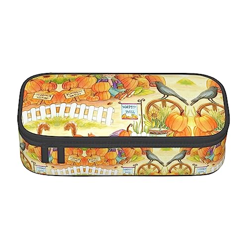 MDATT Herbst Sonnenblumen Kürbisse Bunte Bleistift Stift Fall Tasche mit Reißverschluss Beutel Organizer für Büro Reise Halter Box, Schwarz , Einheitsgröße, Koffer von MDATT