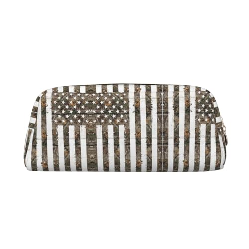 MDATT Interstellar Federmäppchen mit amerikanischer Flagge, Camouflage-Druck, niedliches Leder-Federmäppchen für Studenten, Reißverschlusstasche für Stifte, Bleistifte, Marker, gold, Einheitsgröße von MDATT