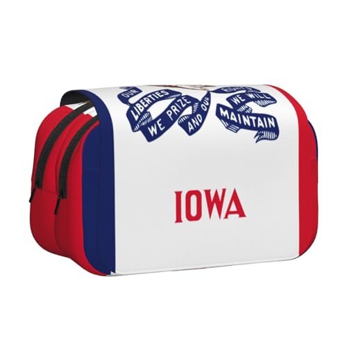 MDATT Iowa Federmäppchen mit Staatsflaggen-Druck für Erwachsene, langlebige Stift-Tragetasche, Schwarz , Einheitsgröße, Taschen-Organizer von MDATT