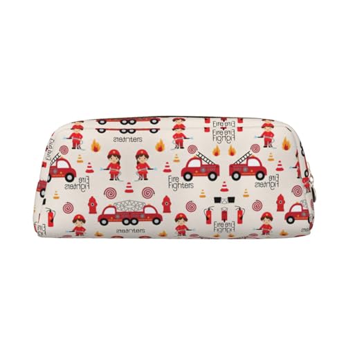 MDATT Kleine Jungen und Mädchen in Feuerwehrleuten, niedliches Stifteetui aus Leder für Studenten, Reißverschlusstasche für Stifte, Bleistifte, Marker, gold, Einheitsgröße, Kosmetiktasche von MDATT